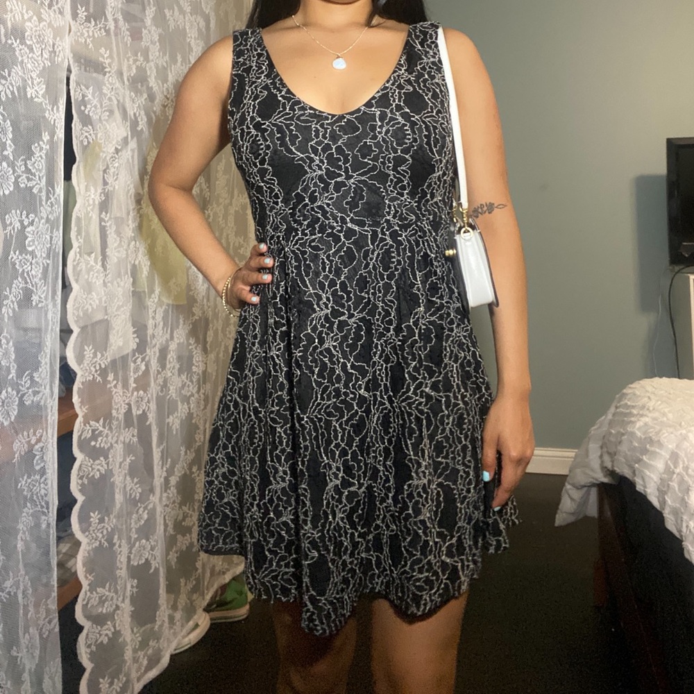 Black and white lace dress